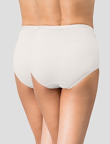 Lot de deux culottes taille haute coton blanches - Coton Stretch Playtex