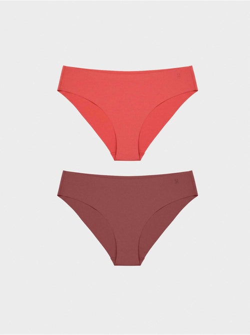 Lot de 2 culottes sans coutures en microfibre satinée - Kiabi