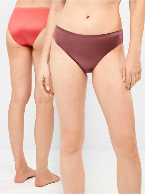 Lot de 2 culottes sans coutures en microfibre satinée - Kiabi