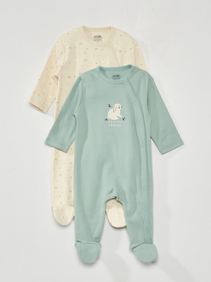 Lot de 2 dors-bien en jersey - 2 pièces Ecru/bleu - Kiabi