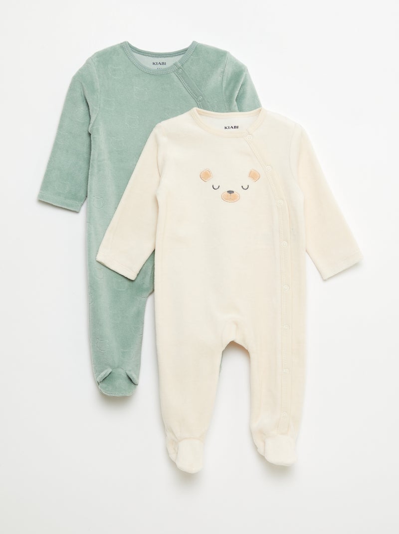Lot de 2 dors-bien en velours Vert - Kiabi