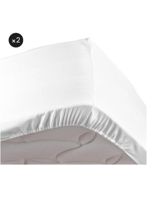 Lot de 2 drap housse percale de coton 78fils ultra doux - Kiabi Lot de 2 drap housse percale de coton 78fils ultra doux - Kiabi