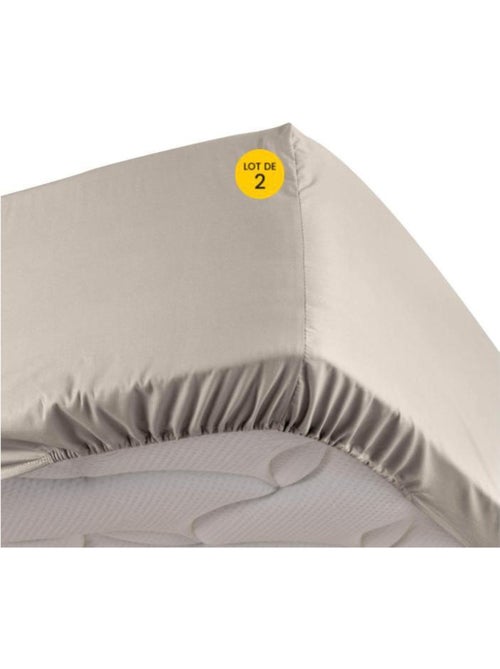 Lot de 2 drap housse percale de coton 78fils ultra doux - Kiabi Lot de 2 drap housse percale de coton 78fils ultra doux - Kiabi