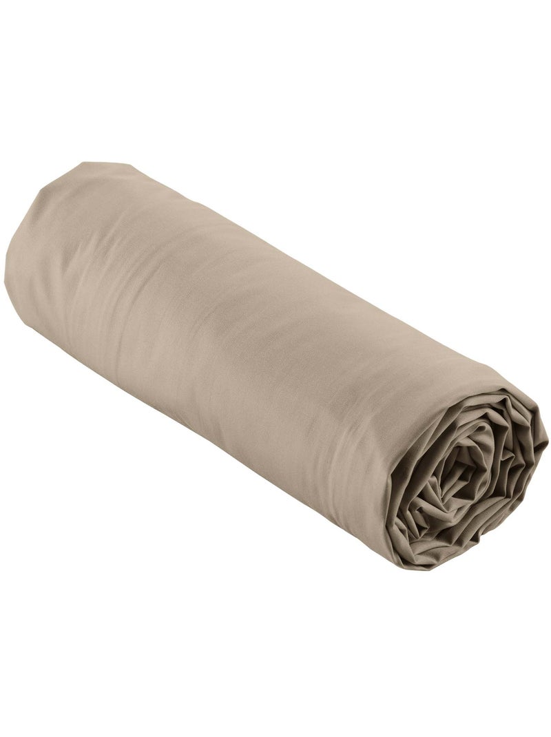Lot de 2 drap housse percale de coton 78fils ultra doux Sable - Kiabi