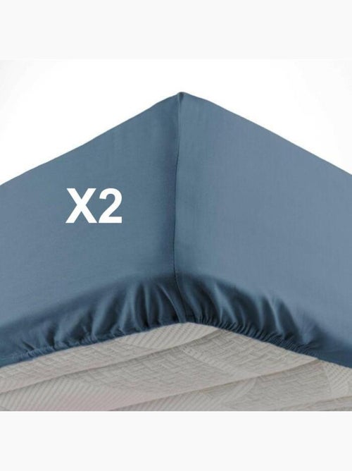 Lot de 2 draps housse bonnet 30 cm 2 personnes microfibre oscar - Kiabi