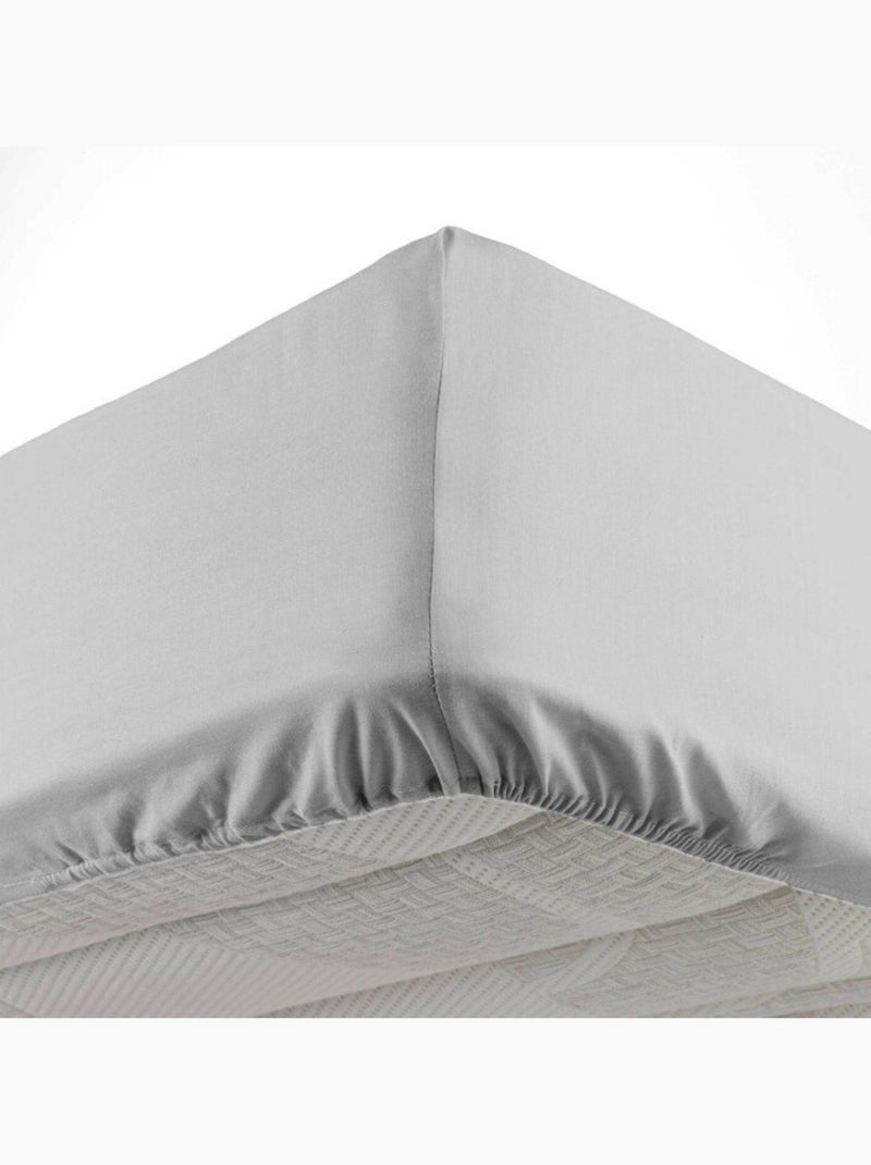 Lot de 2 draps housse bonnet 30 cm 2 personnes microfibre oscar Gris clair - Kiabi