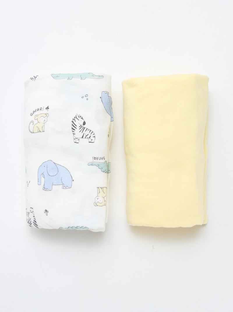 Lot de 2 draps housse en coton Blanc - Kiabi