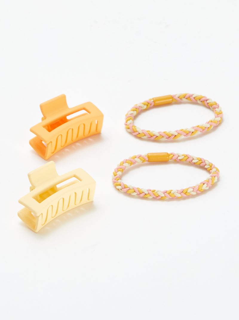Lot de 2 élastiques + 2 pinces JAUNE - Kiabi
