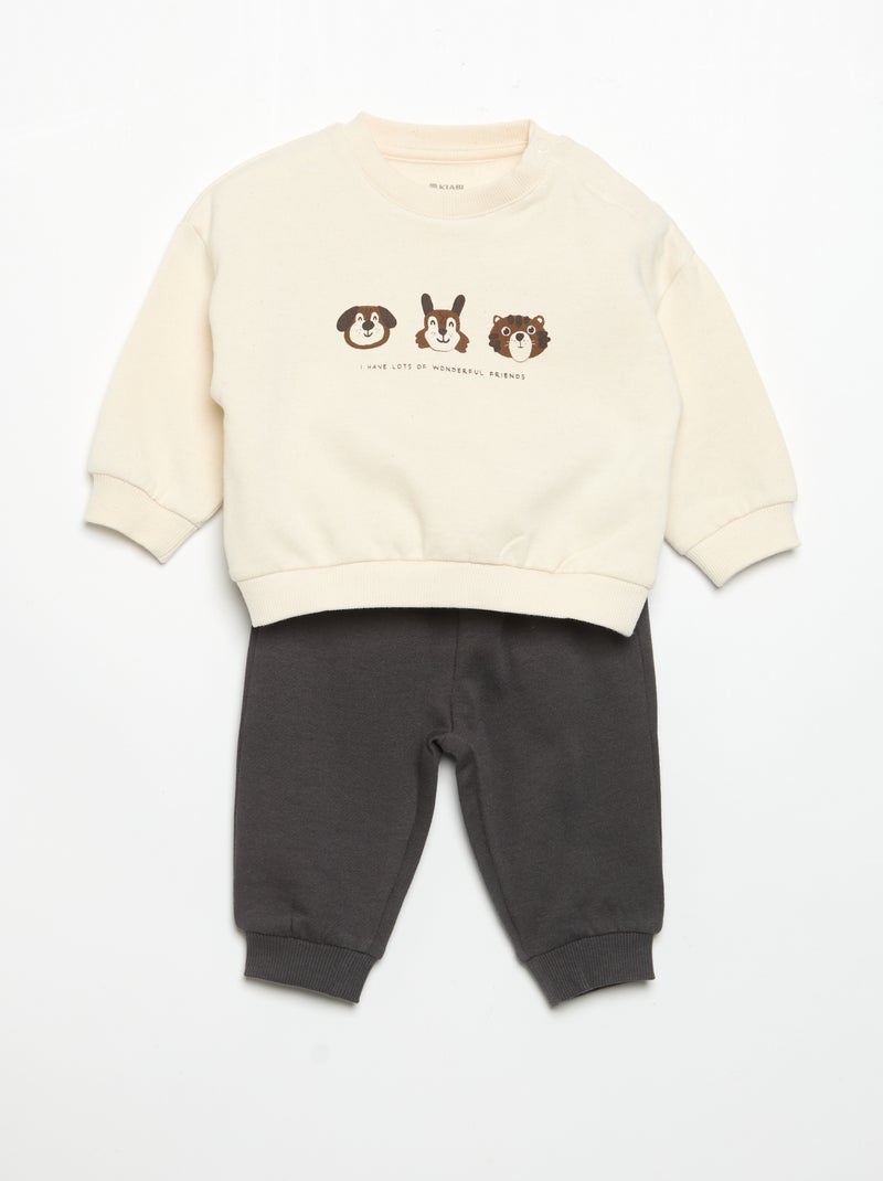 Lot de 2 ensembles 2 pièces - sweat + pantalon Marron - Kiabi