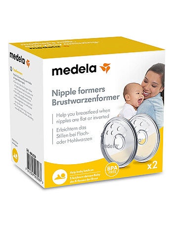 Lot de 2 forme-mamelons medela - prépare les mamelons à l’allaitement, doux, discret