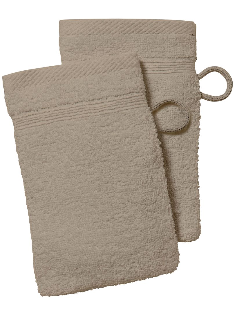 Lot de 2 gants de toilette beige - Kiabi