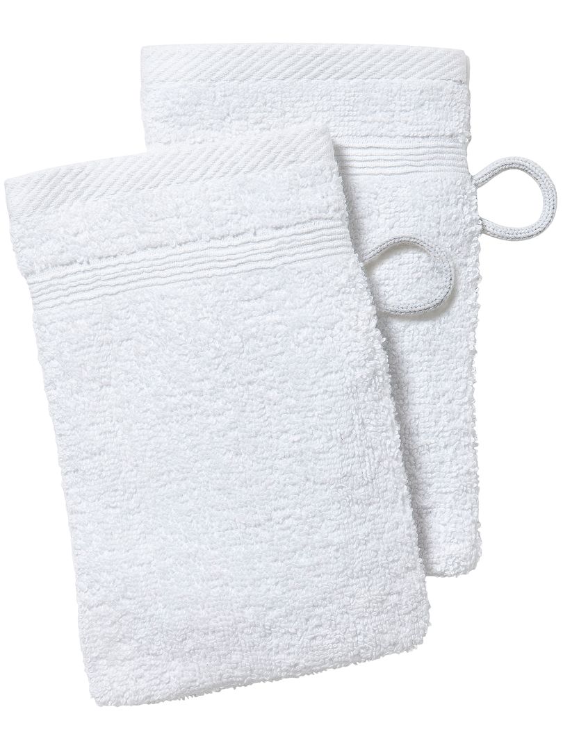Lot de 2 gants de toilette blanc - Kiabi