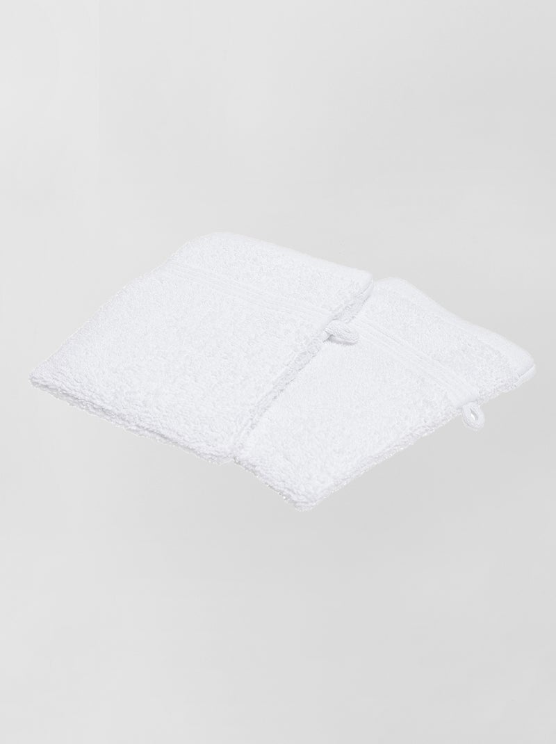 Lot de 2 gants de toilette blanc - Kiabi