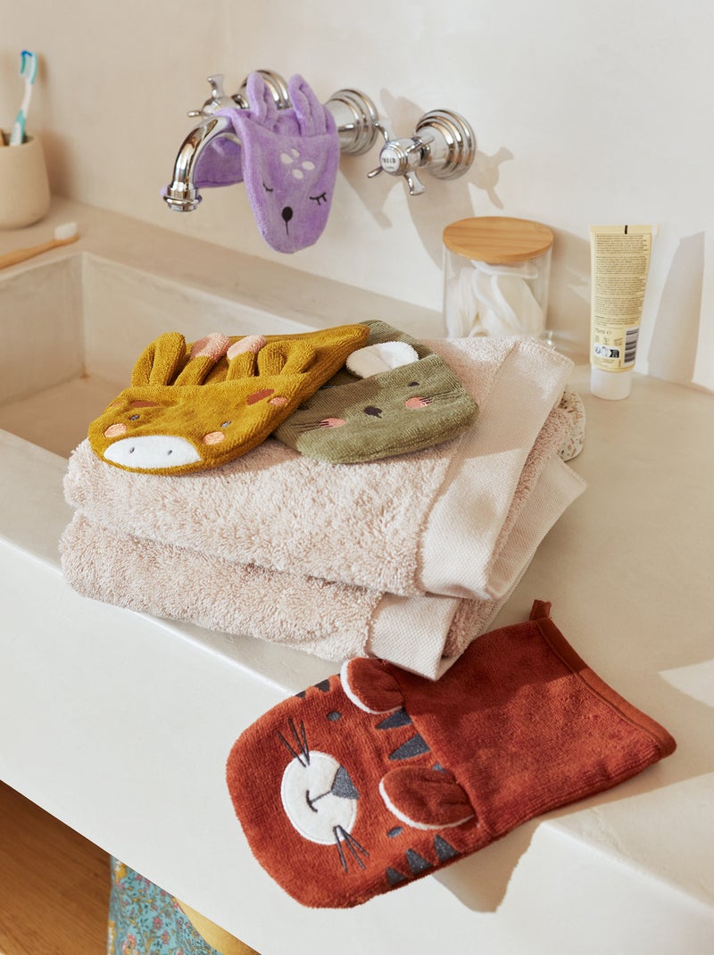 Lot de 2 gants de toilette enfant - Kiabi Home Marron - Kiabi