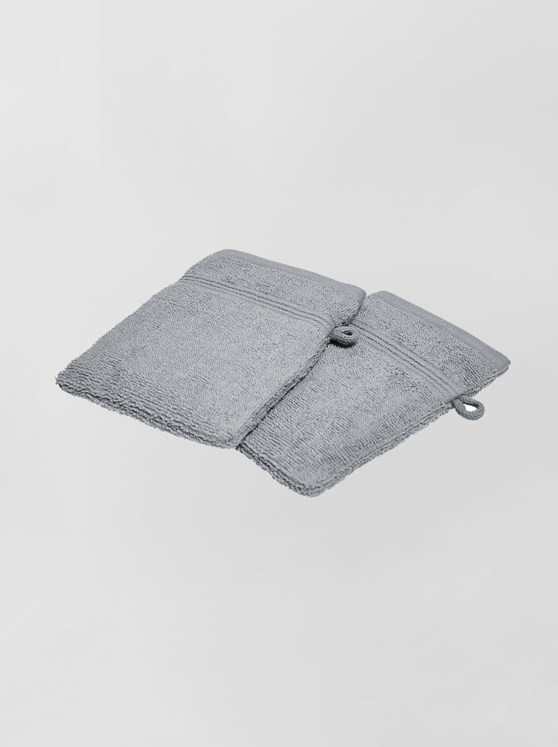 Lot de 2 gants de toilette gris - Kiabi