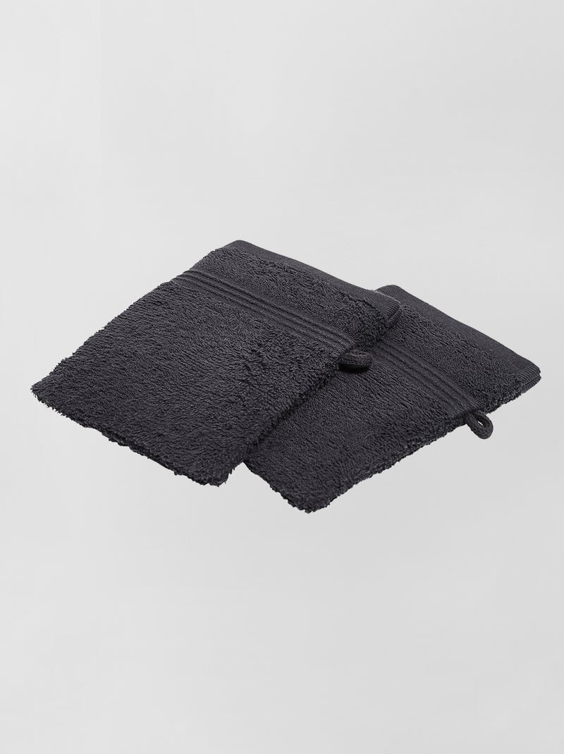 Lot de 2 gants de toilette noir - Kiabi