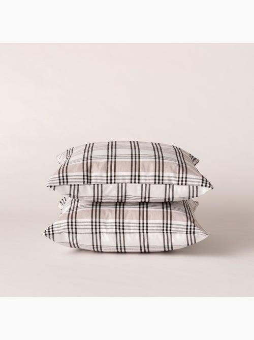 Lot de 2 housses coussin à carreaux et rayures multiples combinés, zippées - Gamusi. - Kiabi