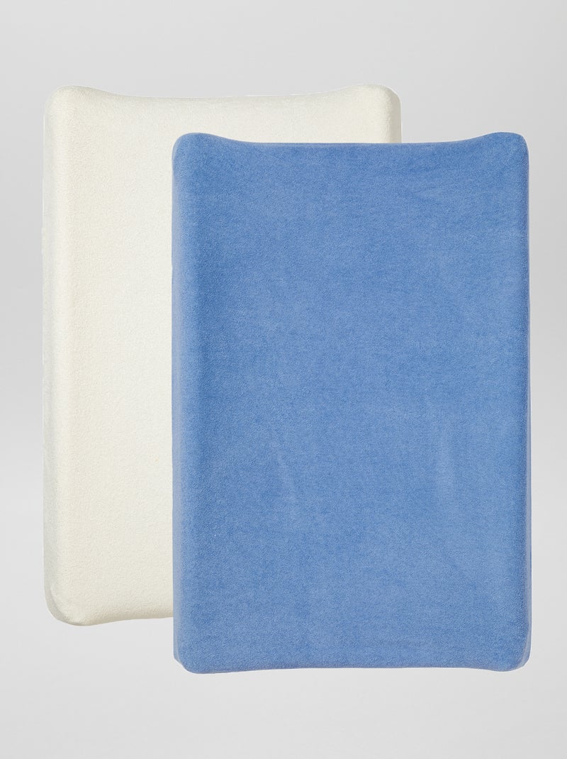Lot de 2 housses de matelas à langer blanc/bleu - Kiabi