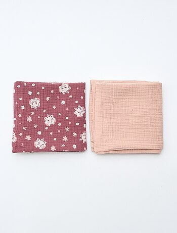Lot de 2 langes 'Disney' 'Marie' en double gaze de coton 60x60 cm