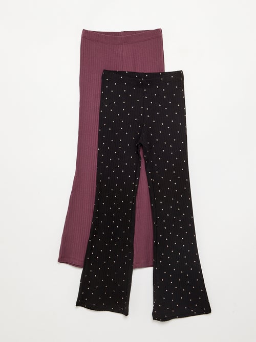 Lot de 2 leggings - 1 uni + 1 imprimé - Kiabi