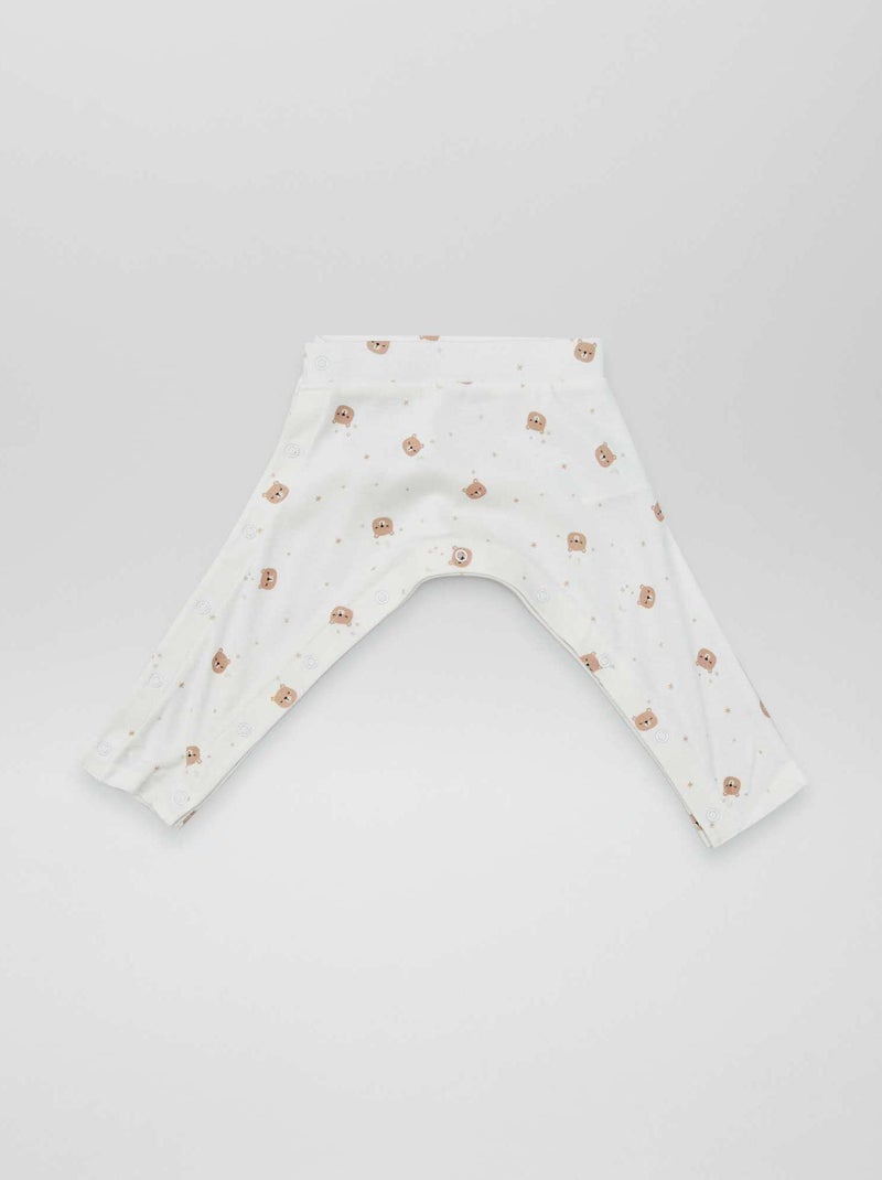 Lot de 2 leggings avec pressions - collection facile à enfiler Blanc/vert - Kiabi