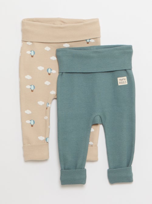 Lot de 2 leggings côtelés avec revers - 2 pièces - Kiabi