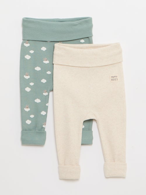 Lot de 2 leggings côtelés avec revers - 2 pièces - Kiabi