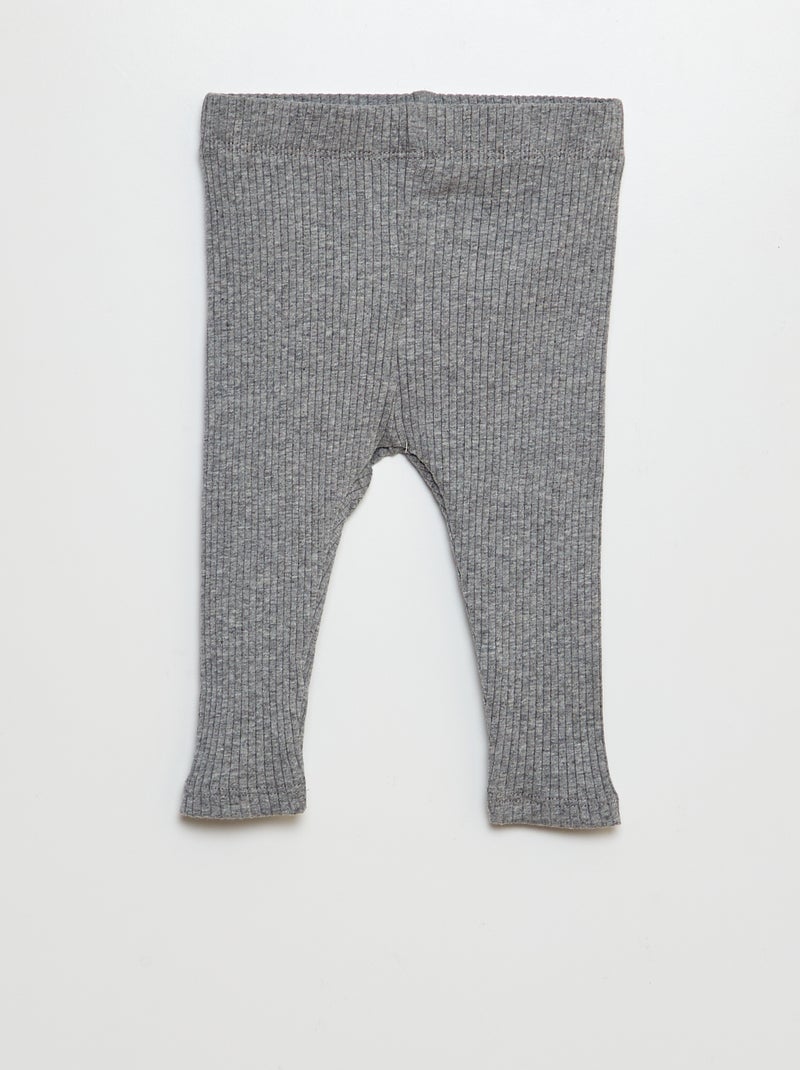 Lot de 2 leggings côtelés Beige/gris - Kiabi