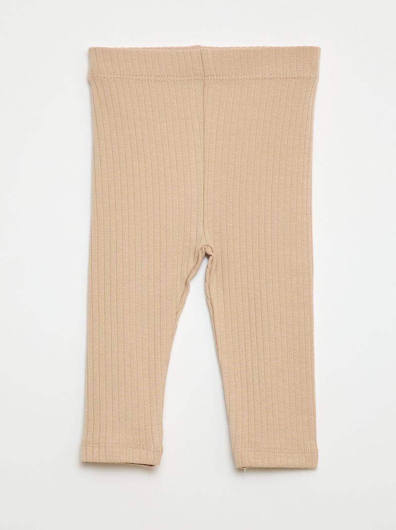 Lot de 2 leggings côtelés Beige/rose - Kiabi