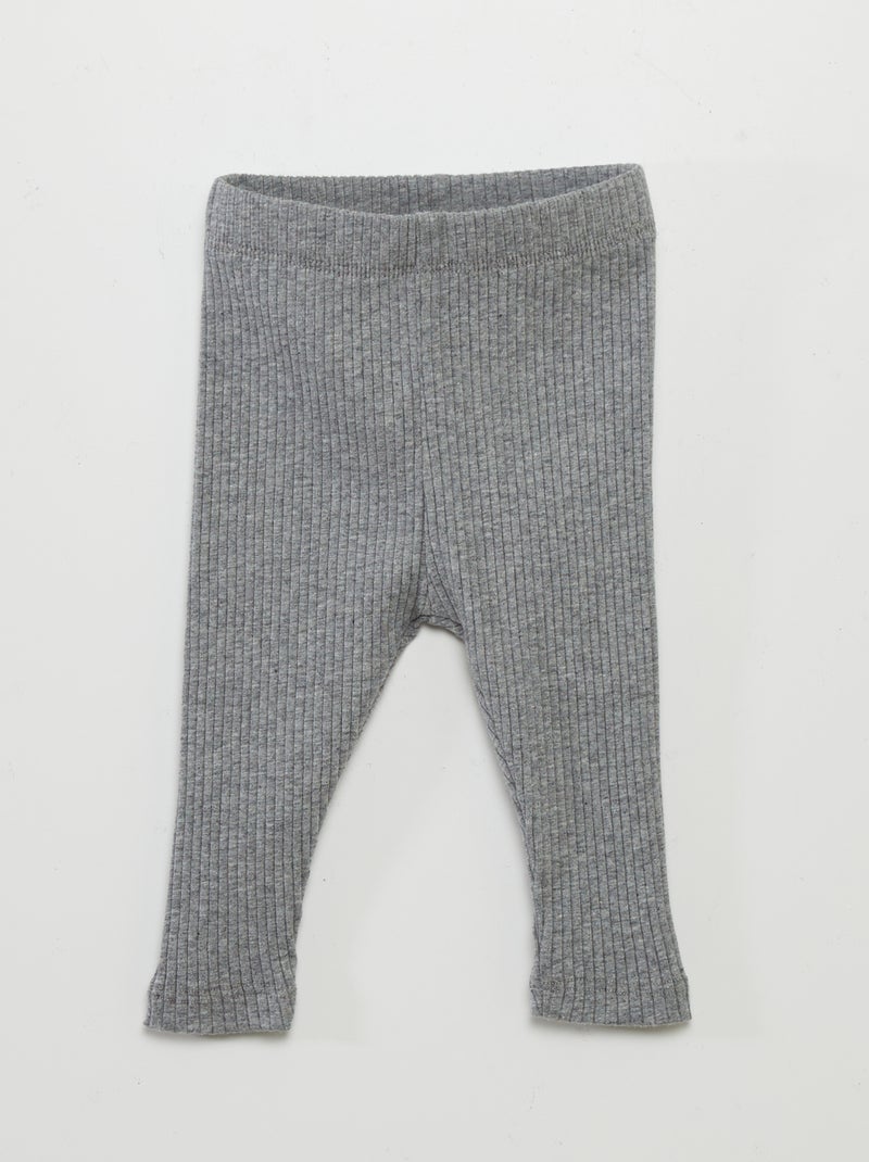 Lot de 2 leggings côtelés Gris - Kiabi