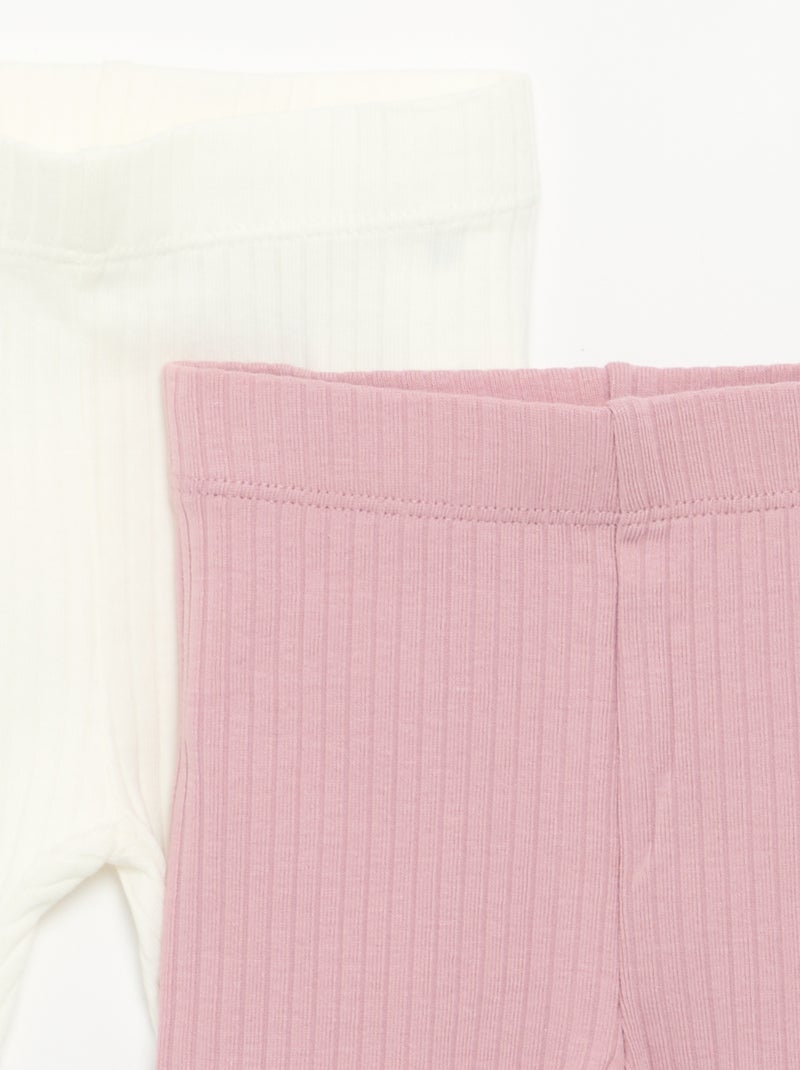 Lot de 2 leggings côtelés Violet - Kiabi