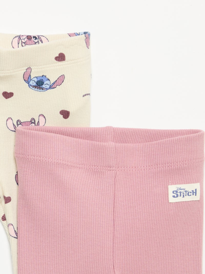 Lot de 2 leggings 'Disney' en maille côtelée Beige - Kiabi