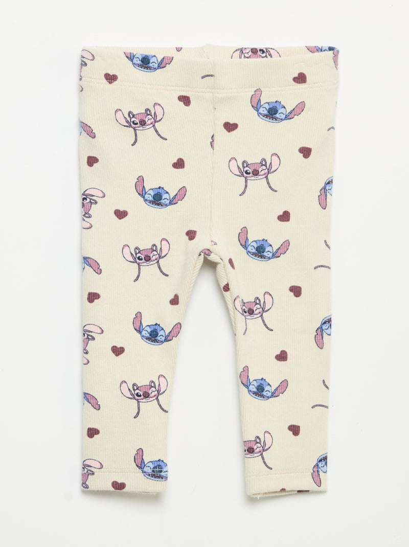 Lot de 2 leggings 'Disney' en maille côtelée Beige - Kiabi