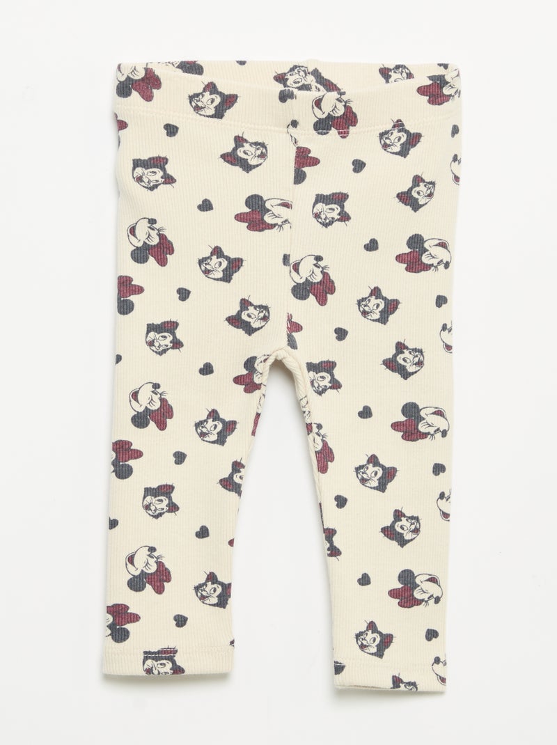 Lot de 2 leggings 'Disney' en maille côtelée Beige - Kiabi