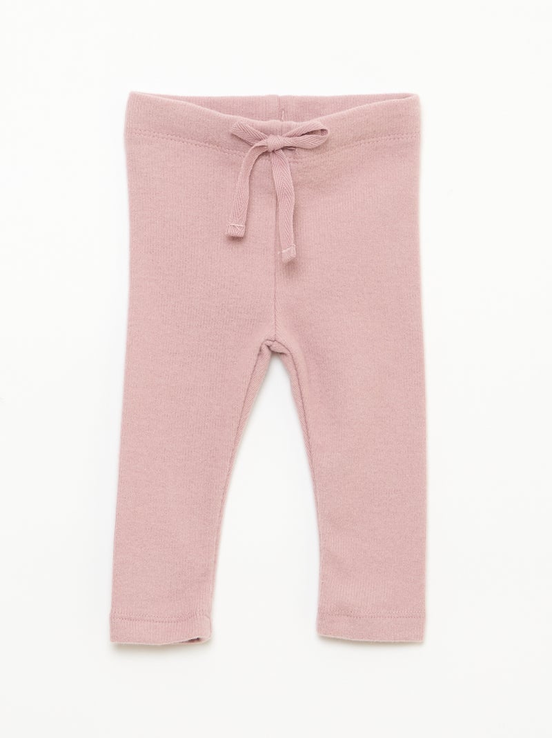 Lot de 2 leggings en maille doudou Beige/rose - Kiabi