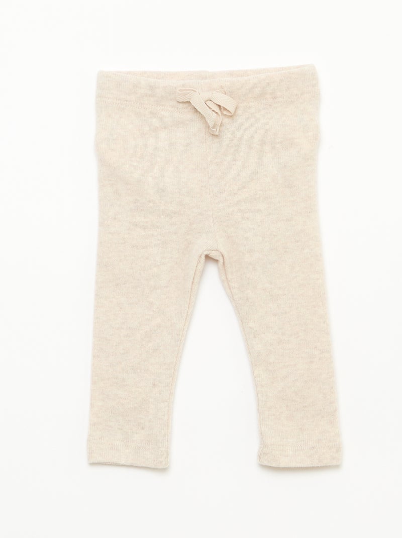 Lot de 2 leggings en maille doudou Beige/rose - Kiabi