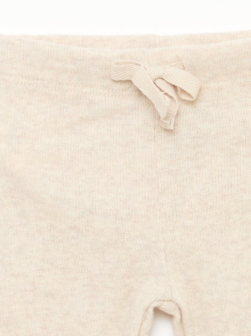 Lot de 2 leggings en maille doudou Beige/rose - Kiabi