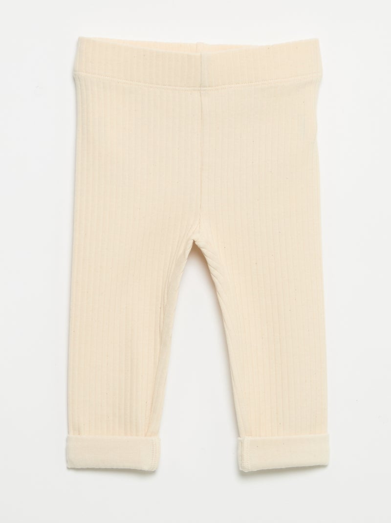Lot de 2 leggings en rib Beige - Kiabi