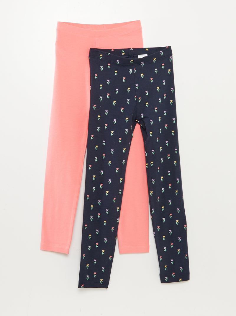 Lot de 2 leggings Marine/rose - Kiabi