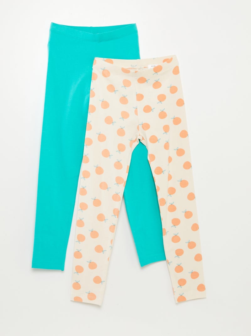 Lot de 2 leggings orange/vert - Kiabi