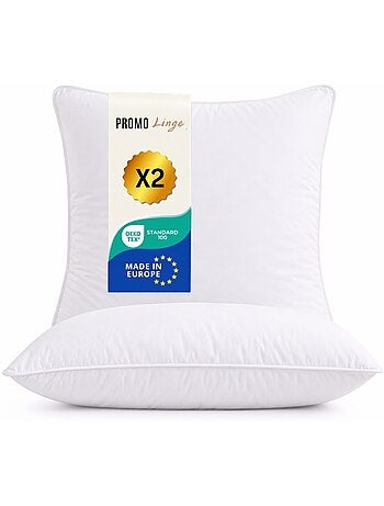 Lot de 2 oreillers polyester moelleux premium promo linge