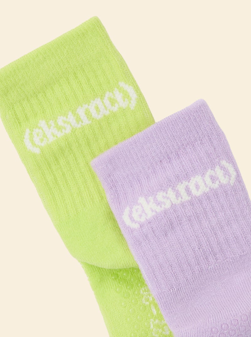 Lot de 2 paires de chaussettes anti-dérapantes - (ekstract) Violet - Kiabi