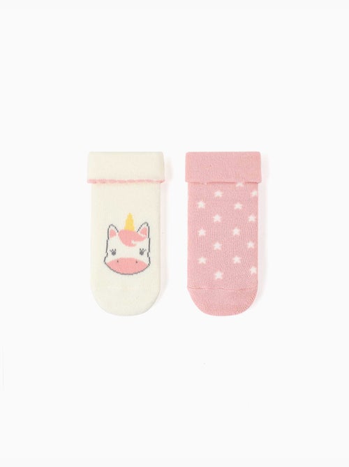 Lot de 2 paires de chaussettes antidérapantes avec licorne/étoiles - Kiabi