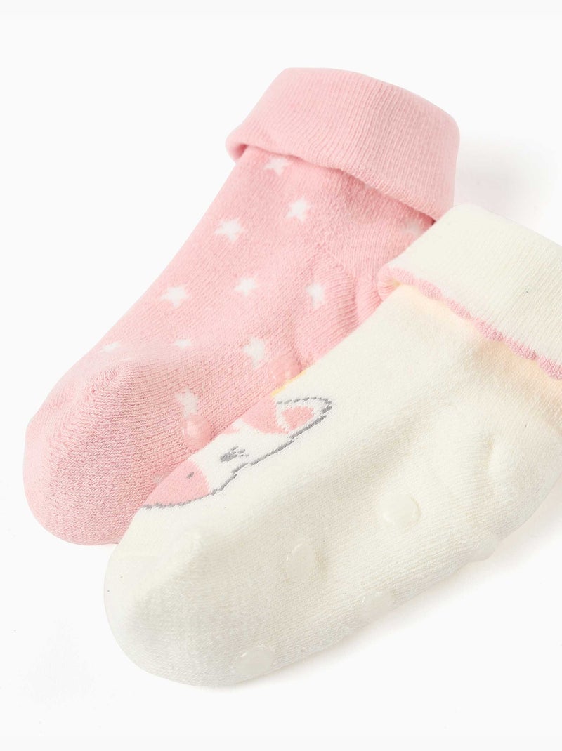 Lot de 2 paires de chaussettes antidérapantes avec licorne/étoiles Multicolore - Kiabi