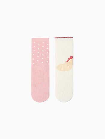 Lot de 2 paires de chaussettes antidérapantes avec licorne/étoiles