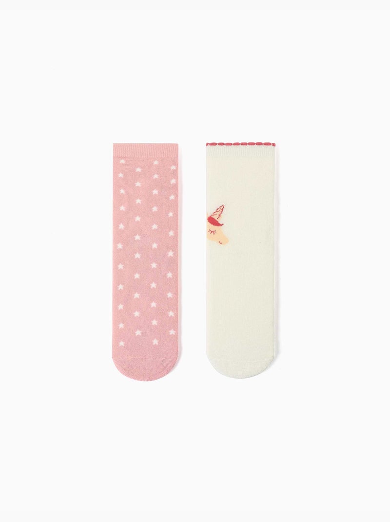 Lot de 2 paires de chaussettes antidérapantes avec licorne/étoiles Multicolore - Kiabi