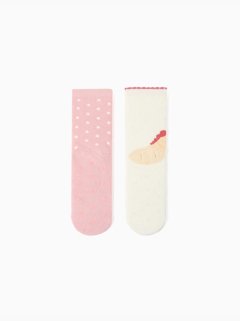 Lot de 2 paires de chaussettes antidérapantes avec licorne/étoiles Multicolore - Kiabi