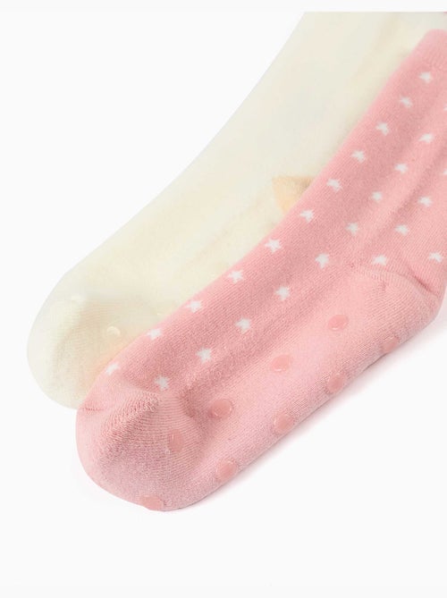 Lot de 2 paires de chaussettes antidérapantes avec licorne/étoiles - Kiabi Lot de 2 paires de chaussettes antidérapantes avec licorne/étoiles - Kiabi