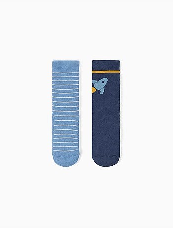 Lot de 2 paires de chaussettes antidérapantes avec rayures/fusée
