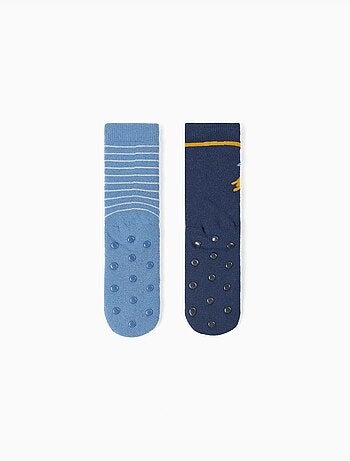 Lot de 2 paires de chaussettes antidérapantes avec rayures/fusée